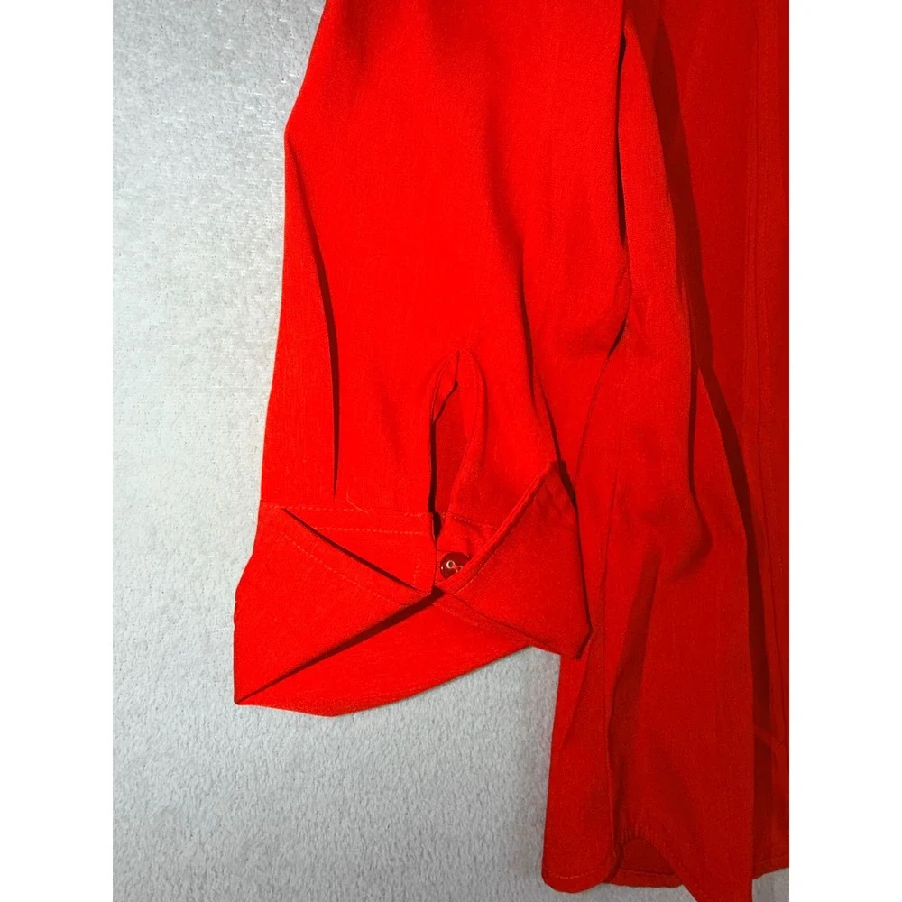 Cato Womens Medium Red Button Down Collared Shirt Blouse Top Fast Shipping! - Picture 5 of 5